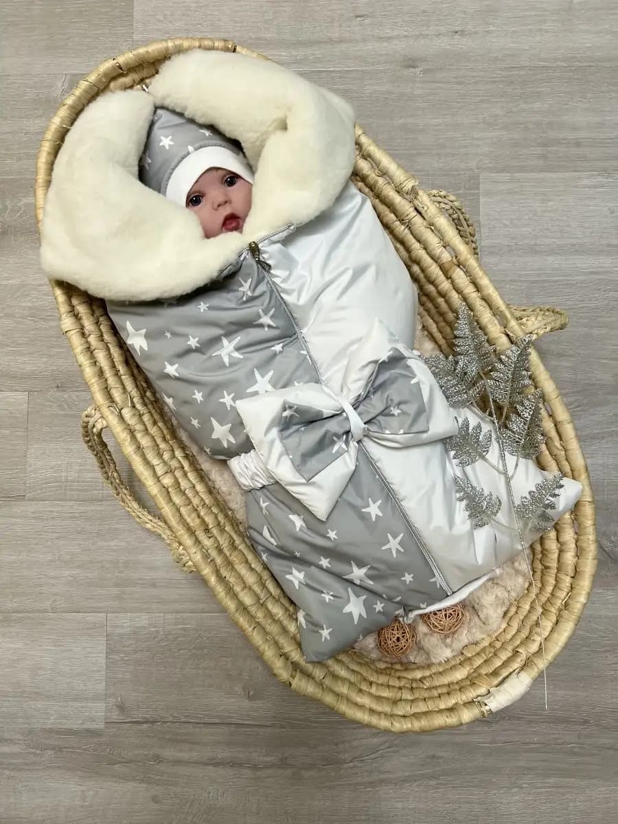 Конверт на выписку новорожденного зимний, набор в роддом
