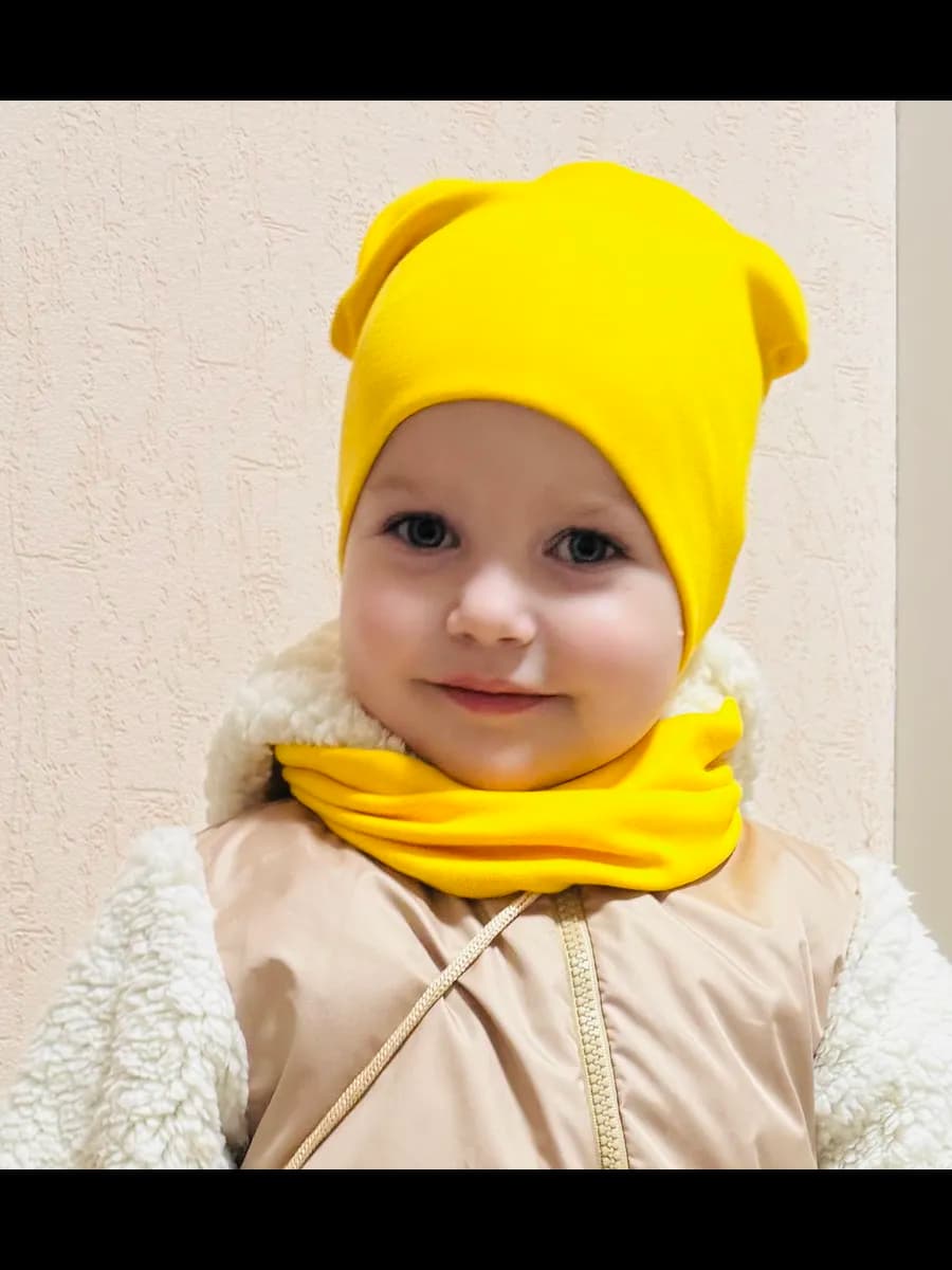 Шапка и снуд для малыша весенняя двойная
