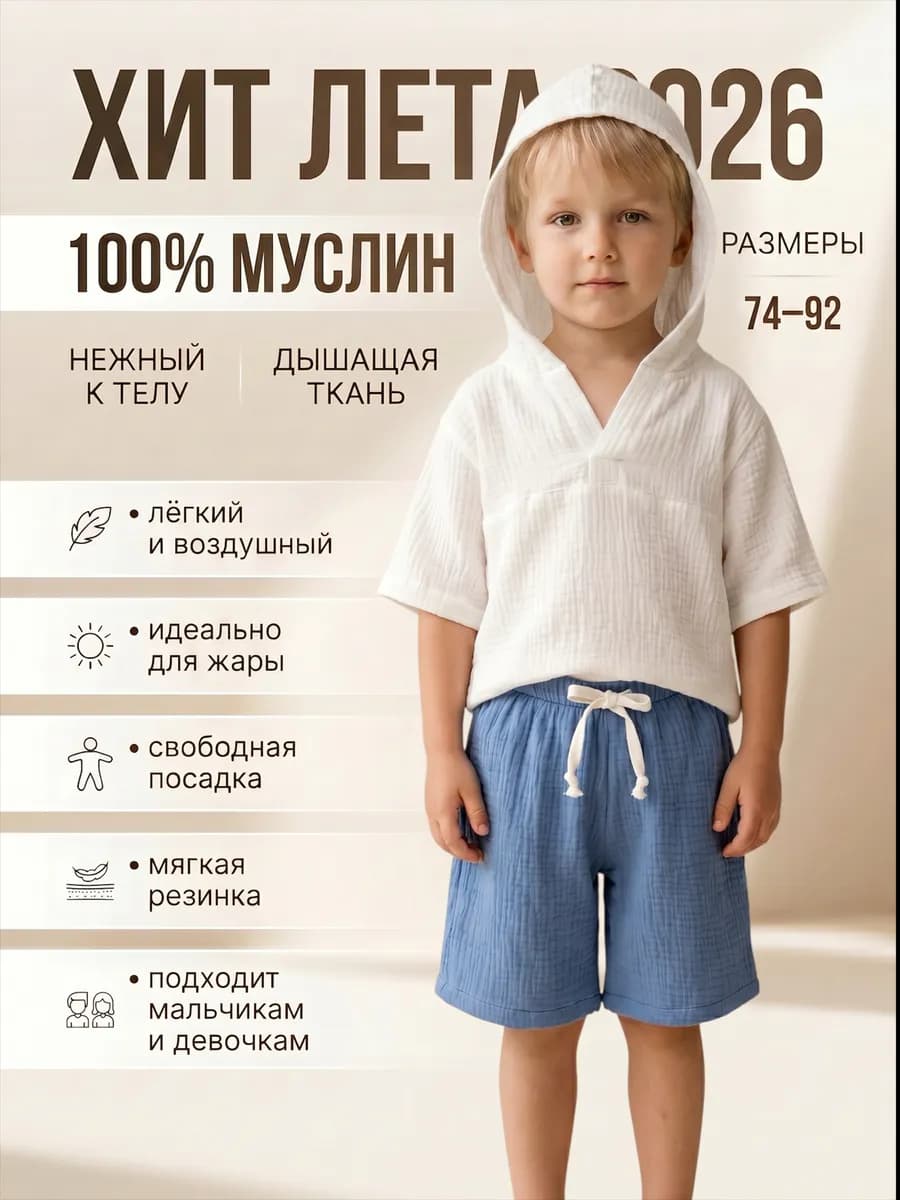 Муслиновый костюм для малыша с шортами