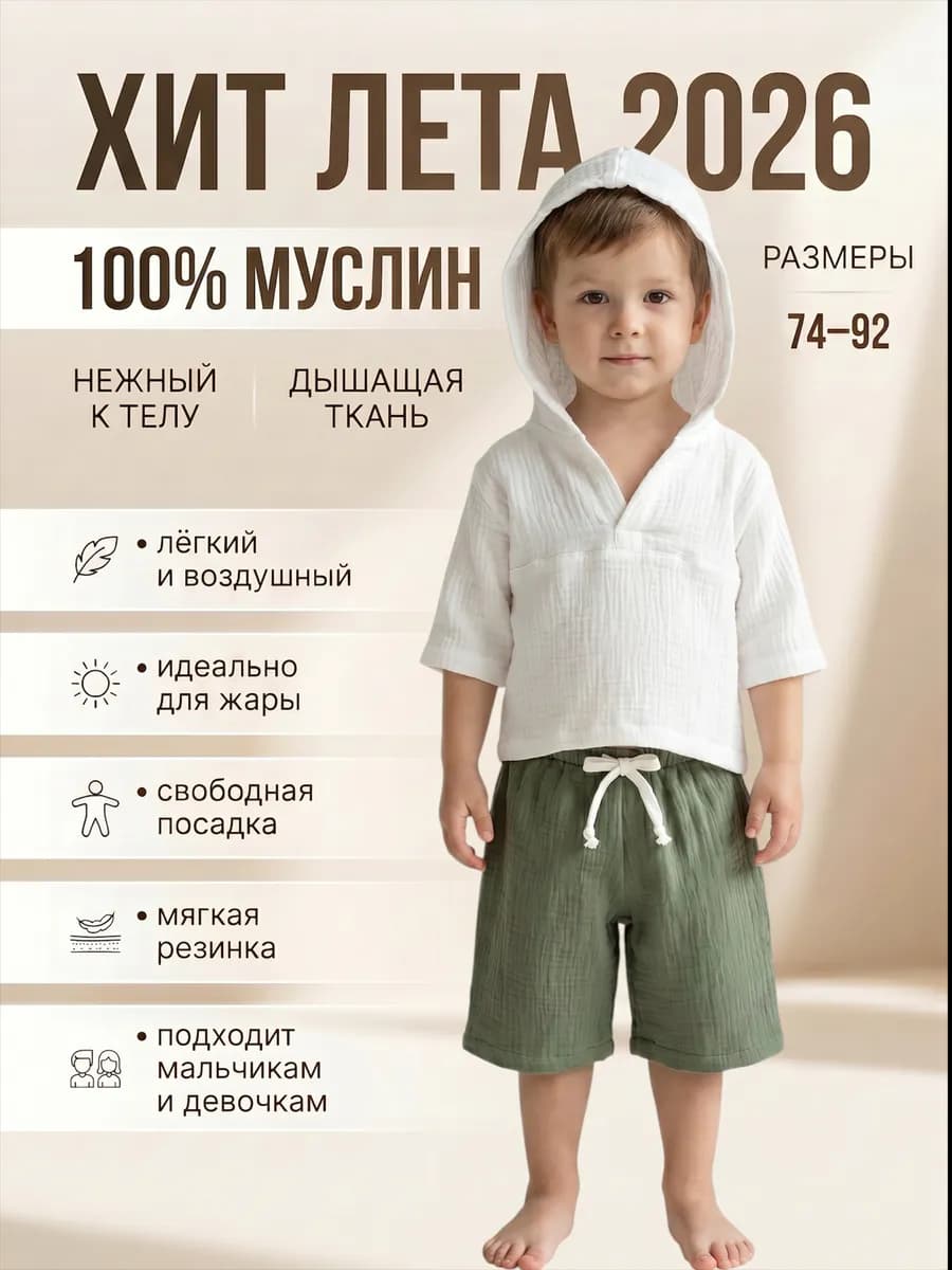 Муслиновый костюм для малыша с шортами
