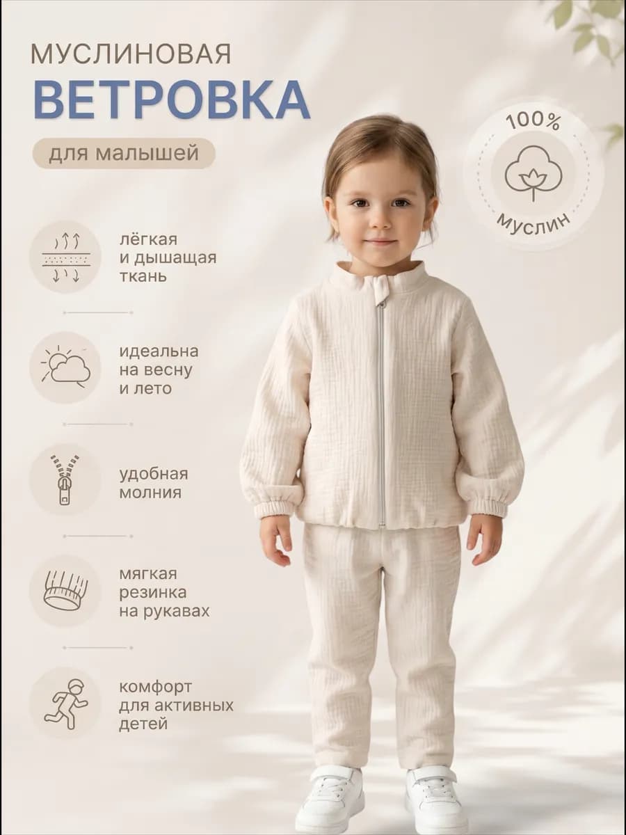 Бомбер муслиновый детский