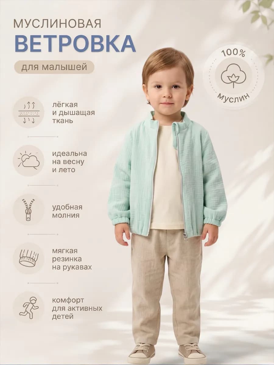 Бомбер муслиновый детский