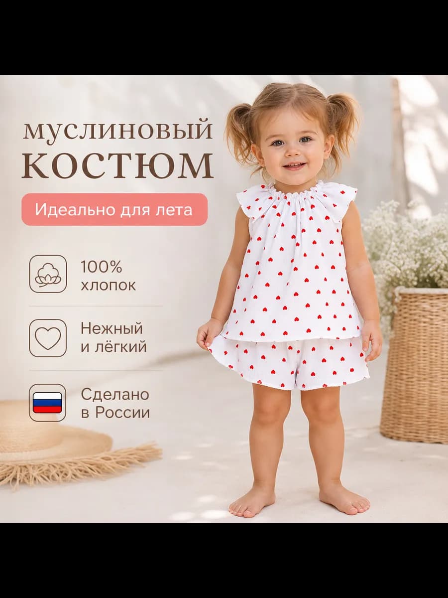 Костюм летний муслиновый для девочки